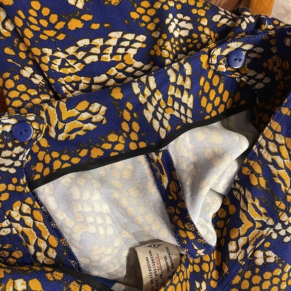 Cartonnier Anthropologie Collete Sampa wide crop pants snakeskin blue yellow 8 - Picture 12 of 17